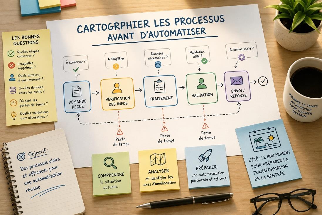 Schéma de cartographie des processus métiers avant d'automatiser